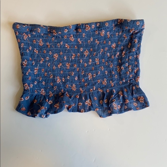 American Eagle Blue Floral Tube Top Sz S - Picture 3 of 4